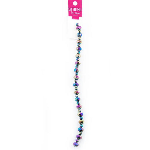 Multi Metallic Colours Crystal Squashed Facet Strung Beads